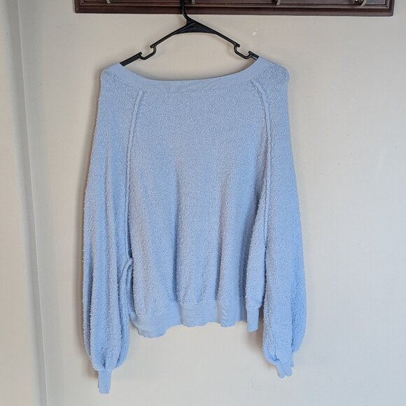 Free People Found My Friend Pullover in Sky Blue Size Small - Boucle Knit - Picture 8 of 12